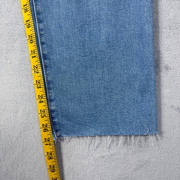 Levi Strauss Co Ribcage Straight Ankle Jeans Light Wash Raw Hem Distressed Sz 26 - Picture 10 of 10